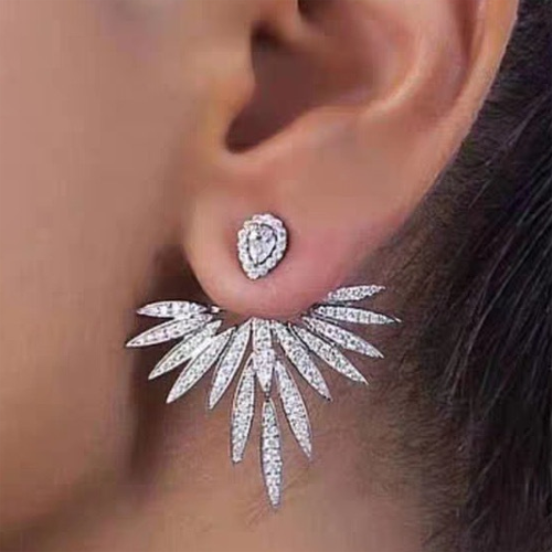 CZ Pave Angel Wing Statement Earring