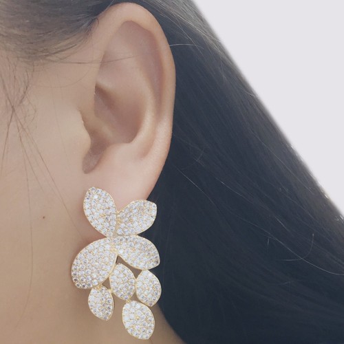 CZ Pave Flora Statement Earring