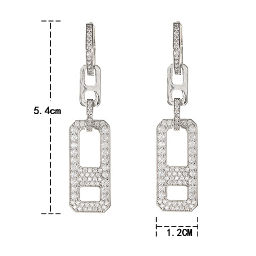 CZ Pave Link Earring, Cubic Zirconia Drop Earring