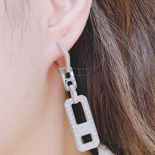 CZ Pave Link Earring, Cubic Zirconia Drop Earring