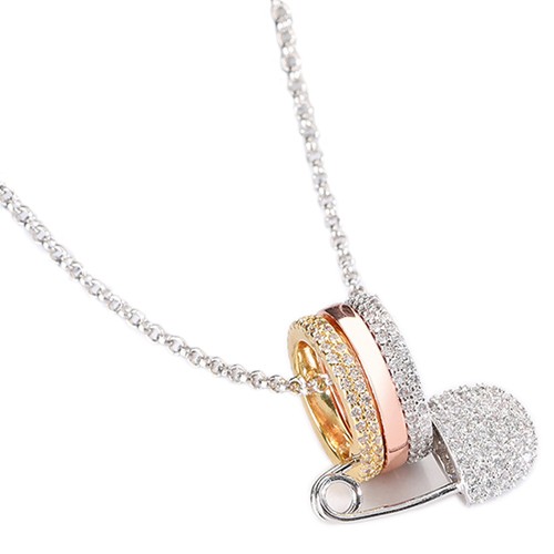 CZ Pave Pin Pendant Necklace, Pin Pendant Necklace