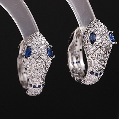 CZ Pave Snake Huggie Hoop, Snake Hoop Earring