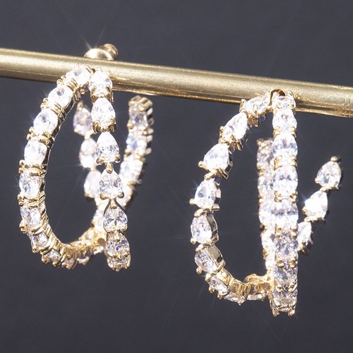 Cubic Zirconia Overlap Hoop Earring