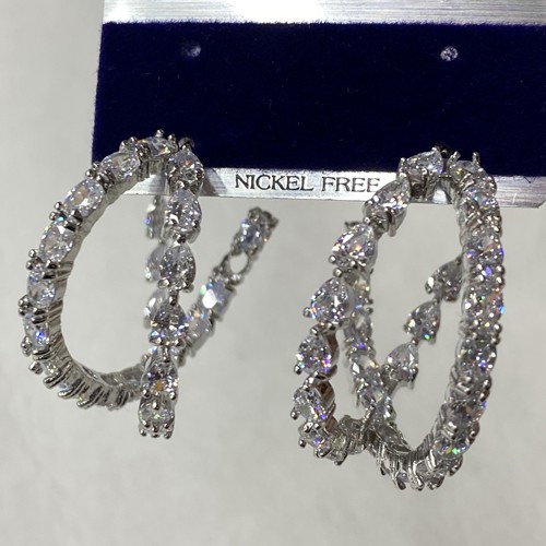 Cubic Zirconia Overlap Hoop Earring