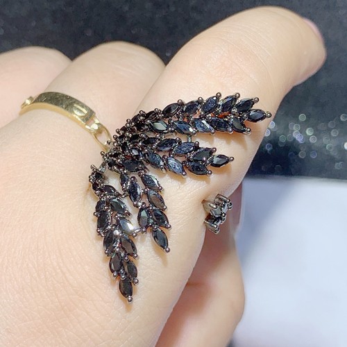 Cubic Zirconia Wheat Feather Ring, Affordable Luxury Ring, CZ Statement Ring