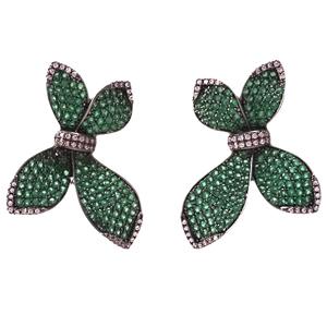 Green Four-Leaf Clover Earring, Affordable High Quality Cubic Zirconia Earring