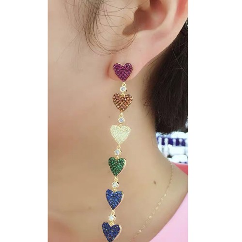 Heart Drop Earring, made with cubic zirconia