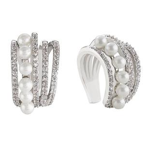 Layered Ear Cuff, CZ and Pearl Ear Cuff