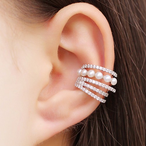 Layered Ear Cuff, CZ and Pearl Ear Cuff