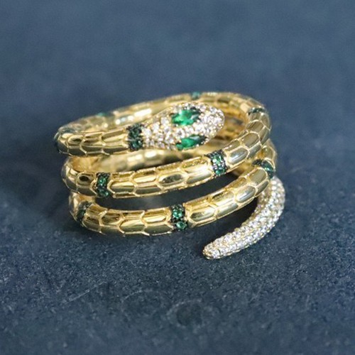 Layered Snake Ring, Cubic Zirconia Snake Ring