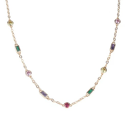 Multicolor Cubic Zirconia Chain Necklace