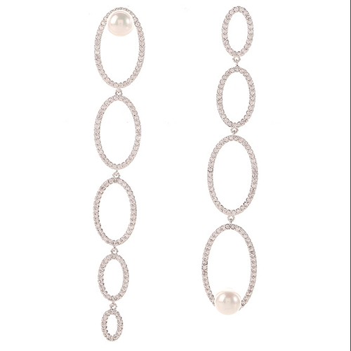 Oval Link Earring, Made with AAA cubic zirconia