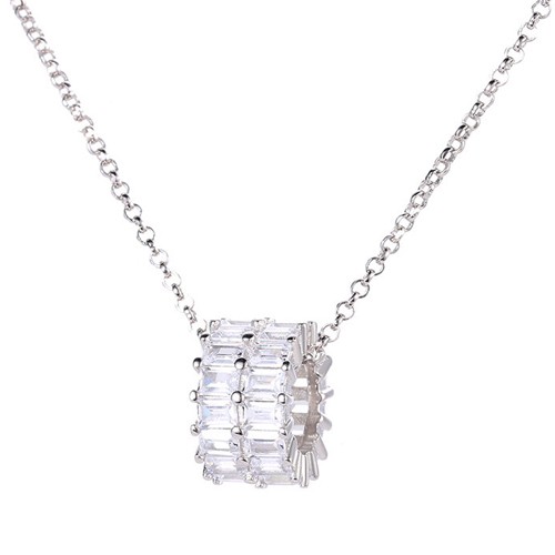 Rolling Pendant Necklace, Cubic Zircoina Circle Pendant Necklace