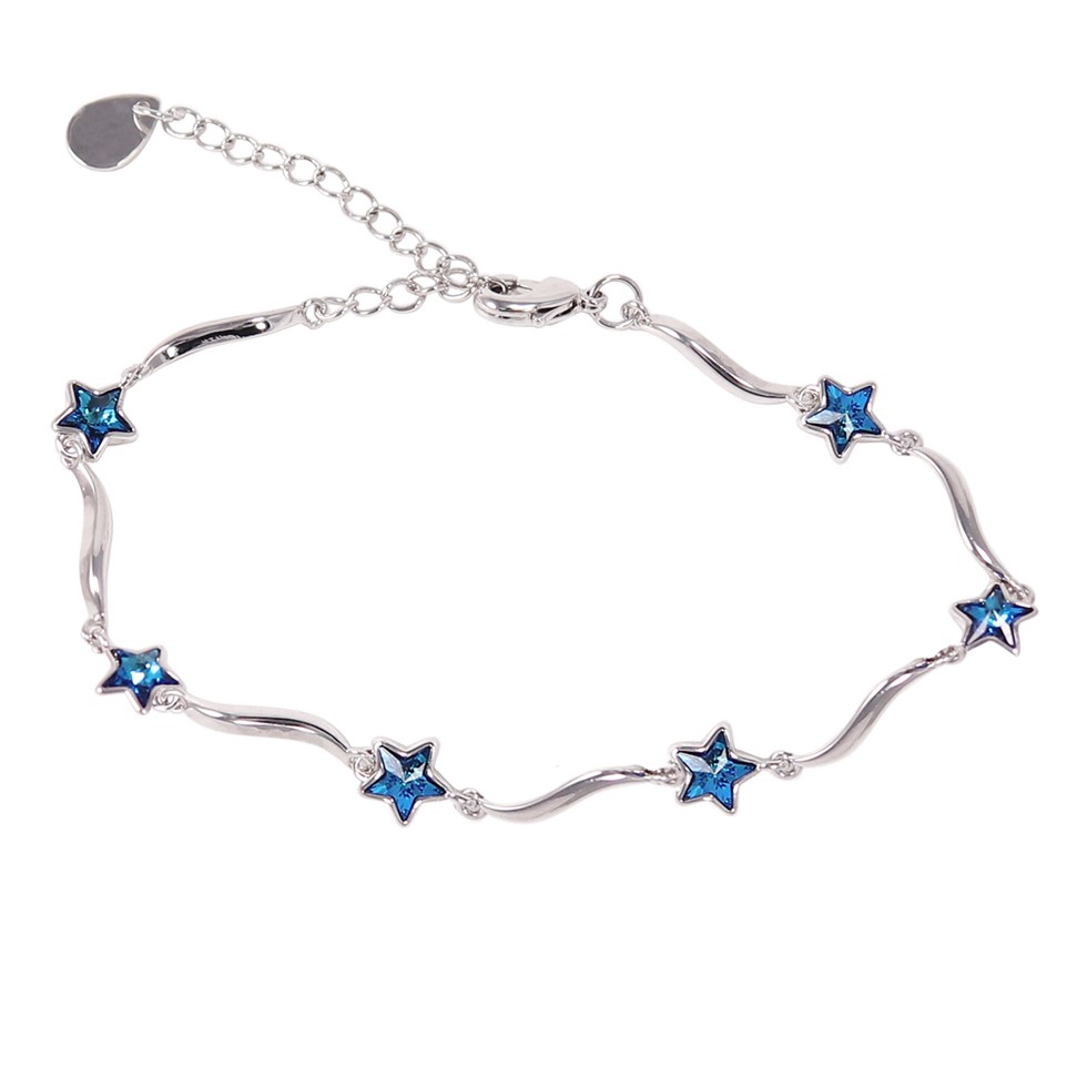 Star Crystal Bracelet, Genuine Rhodium Plated Bracelet